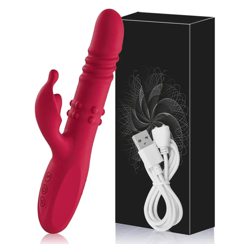 Rabbit Vibrator for Women 10-Speed Thrusting Dildo Clit & G-Spot Stimulator Rotating Mode Couples Sex Toy for Pleasure