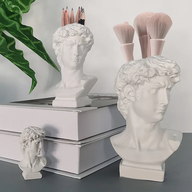 Creative Statue Of David Shape Brush Pot Desktop Ornaments Storage Box Household Makeup Brushes Organizer — image 2