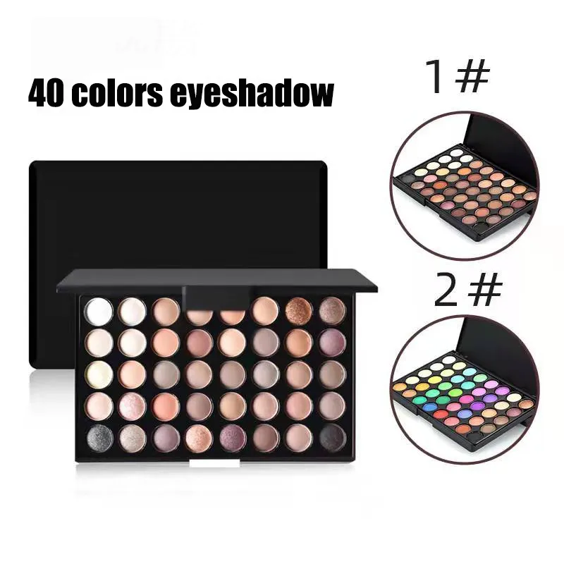 Paleta de sombras com glitter, 40 cores, fosca, à prova d'água, longa duração, pó prensado, tom de terra, maquiagem para os olhos femininos, cosméticos