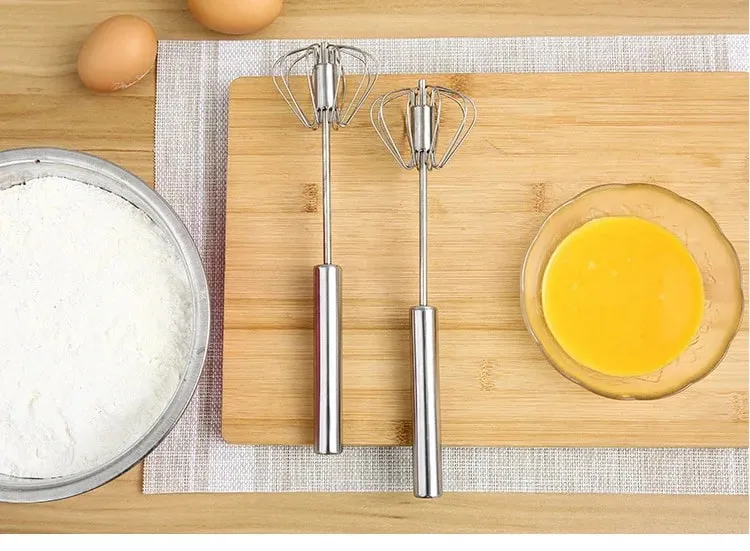 Batedor de ovos rotativo semiautomático, doméstico, aço inoxidável, utensílios de creme, batedor, misturador manual, ferramenta de cozinha