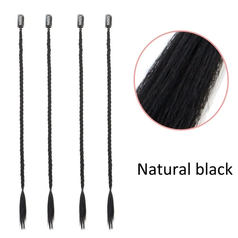 4pcs 20"Long Synthetic Clip-In Box Braid Hairpiece Extension Boho Hairstyle High-Temperature Fiber Daily Costume Party K-POP