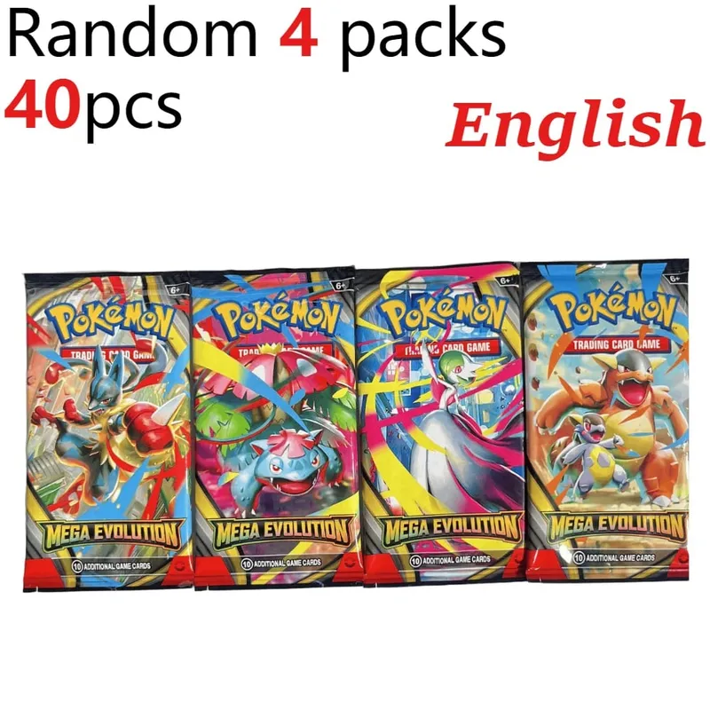 Cartão pokémon divertido 40-360 segundos, mega evolução, chamas fantasmas, reforço inglês, cartão de batalha, fãs de anime, brinquedo de presente de aniversário para crianças — image 11