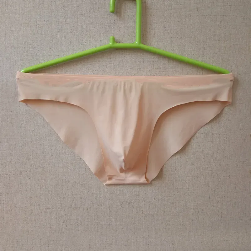 Sensação livre de seda gelo sem costura cuecas masculinas sólidas cuecas ultra-finas masculinas sem costura cintura baixa roupa interior macia