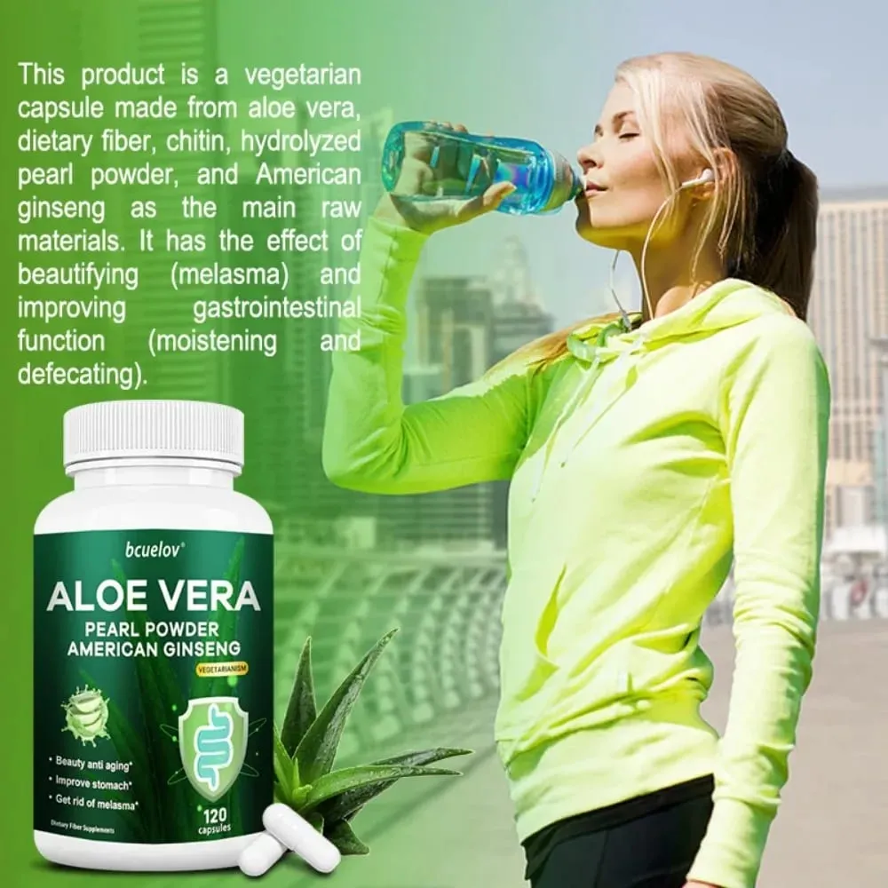 Cápsulas de extrato de Aloe Vera ajudam a aliviar a constipação, limpeza e desintoxicação do cólon e gerenciam o metabolismo do peso