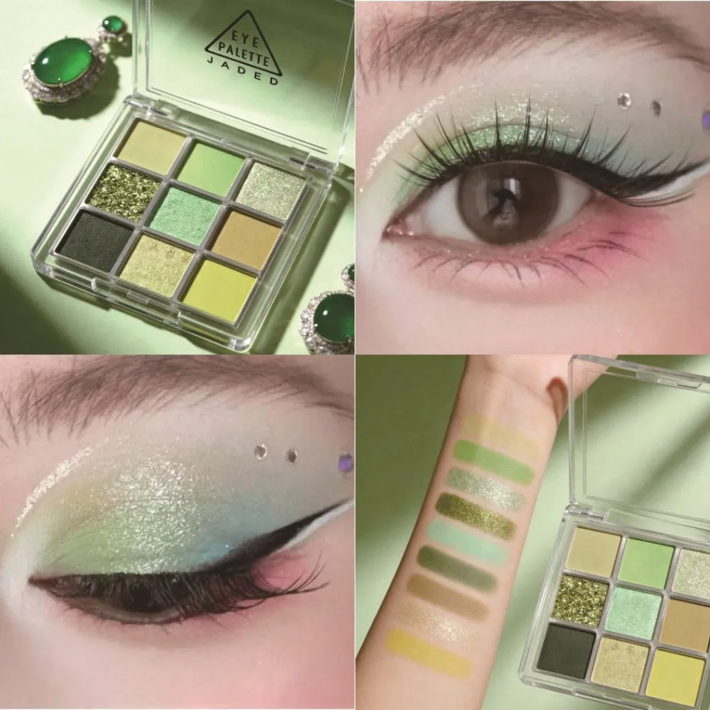 Paleta de sombras verde menta, 9 cores, fosca, brilhante, floresta, veludo, macio, misturável, natural, maquiagem diária para os olhos