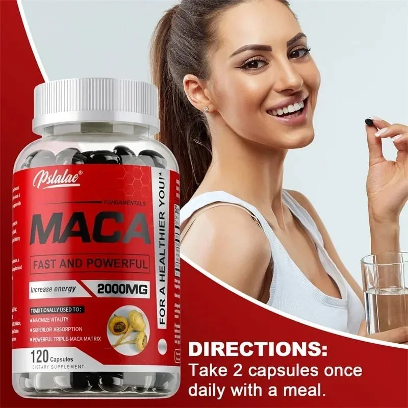 Cápsulas de raiz de maca - para apoiar a resistência energética e o desempenho, constrói músculos e força