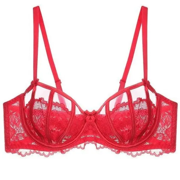 Beautiful Embroidered Floral Lingerie Set With Lined Comfortable Bra And Underwear Wired Bra And Panties For Outerwear Daily
