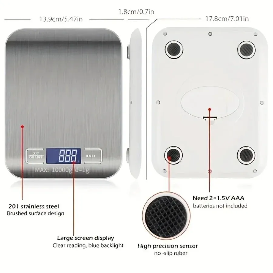 家用廚房高精度電子糕點烘焙秤小型食品烘焙秤10kg/1g精準稱重