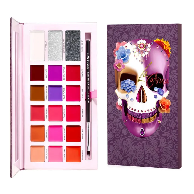 Paleta multicolorida de blush, sombra, bronzeador e batom, paleta de maquiagem de uso múltiplo para maquiagem de festa de festival de Halloween, 1 peça