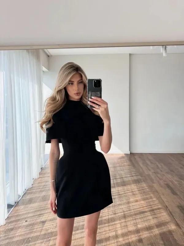 Sólido xale mini vestido feminino elegante pescoço quadrado cintura cinching sem mangas magro vestidos curtos senhora 2026 novos vestidos de festa de férias
