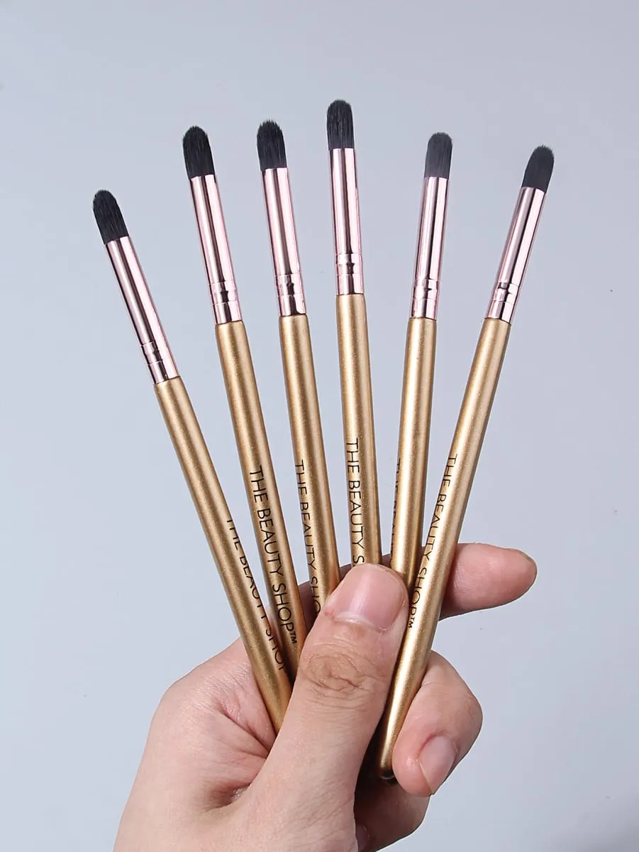 Conjunto de pincéis de sombra com detalhes, 6 peças, macio, sintético, precisão, pincel de maquiagem para olhos, embalagem de sombra, ferramenta cosmética