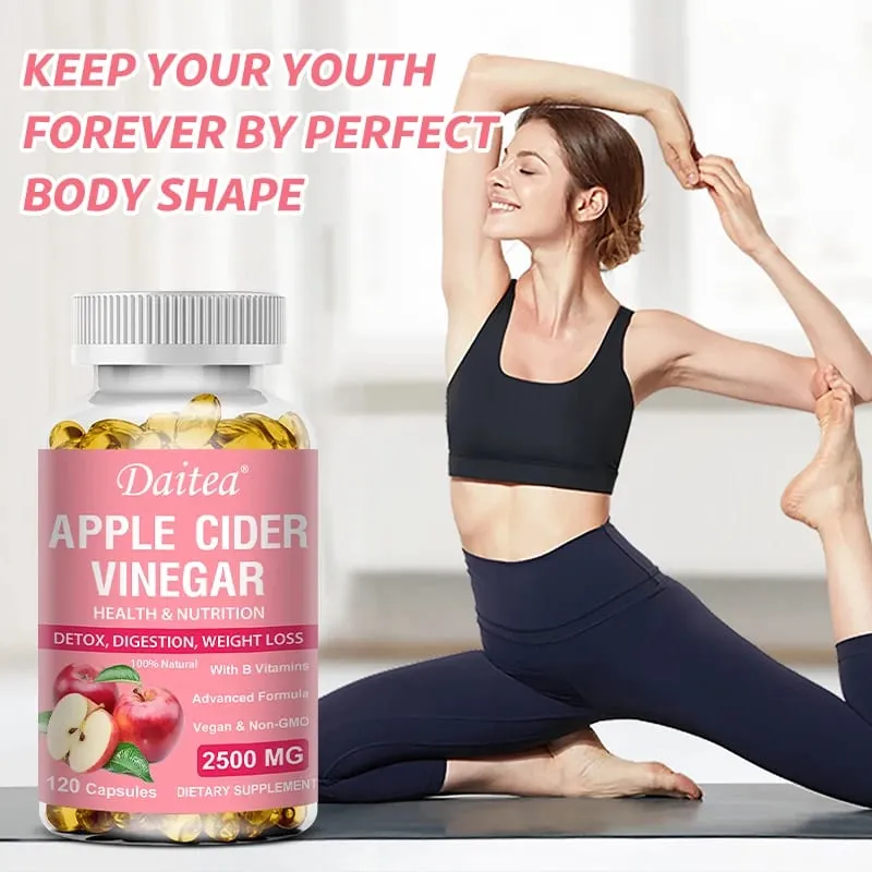 Daitea Organic Apple Cider Vinegar Capsules Healthy Weight Management Digestion Detox & Immune Soothes Gas & Bloating