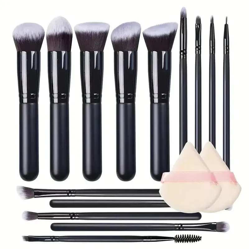 14 pçs pincéis de maquiagem conjunto profissional fundação sombra de olho corretivos mistura blush escova kabuki macio fofo feminino ferramenta beleza