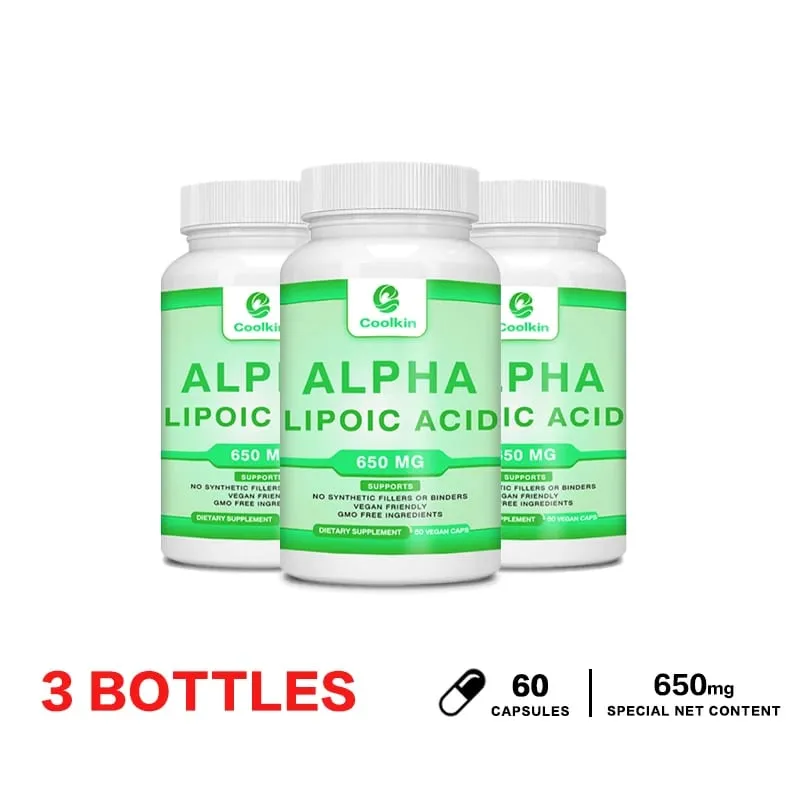 Ácido alfa lipóico - para a saúde dos nervos, circulação, função cerebral, cognição, suporte, suplemento nutricional antioxidante