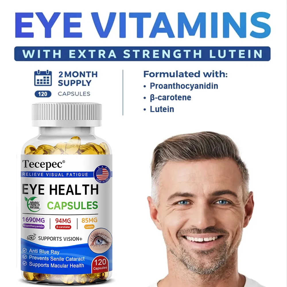 Luteína + Proantocianidina - Suplemento de Suporte à Super Visão Apoia a Saúde dos Olhos 120 Cápsulas Softgel