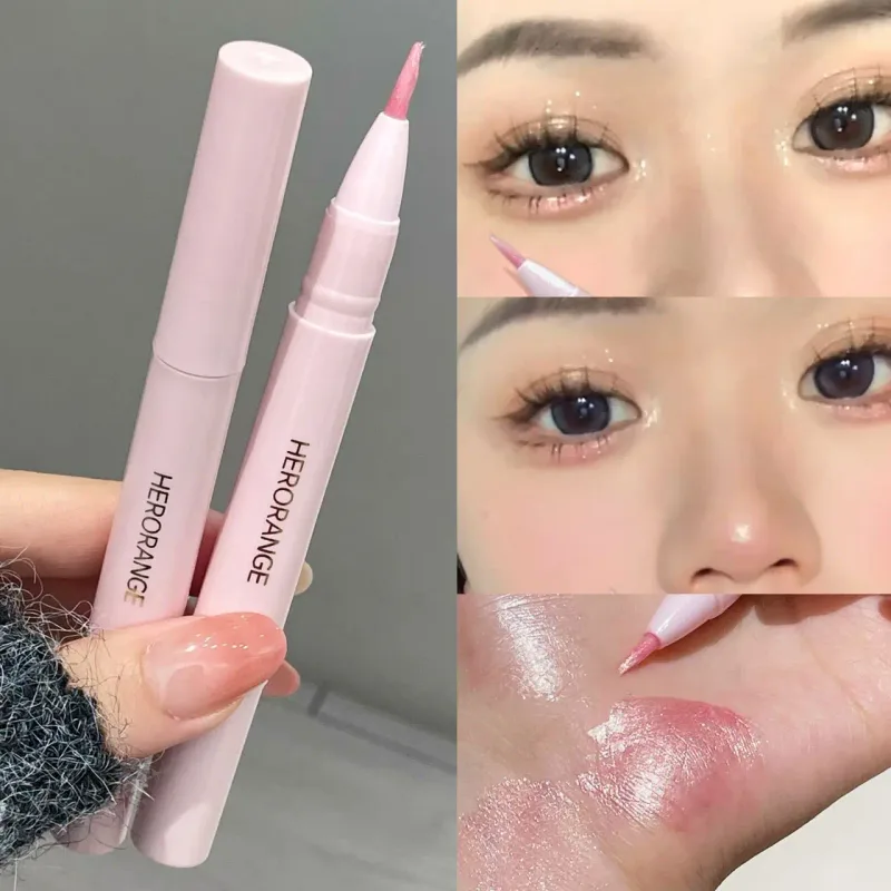 桃粉色臥蠶眼部螢光筆液體珠光閃粉保濕眼影提亮眼線韓國彩妝