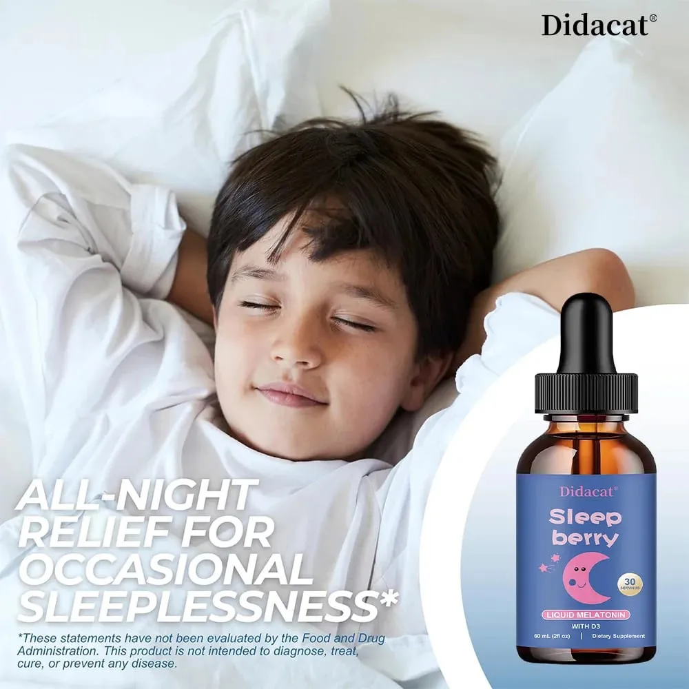 Melatonina Líquida - com Sabugueiro e Vitamina D - Suporte ao Sono do Sistema Imunológico - Gotas de Melatonina