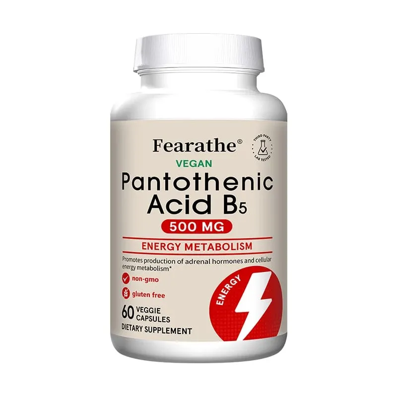 Pantothenic Acid B5 500 Mg Dietary Supplement Regulates Cellular Balance Maintains Energy Levels Supports Metabolism
