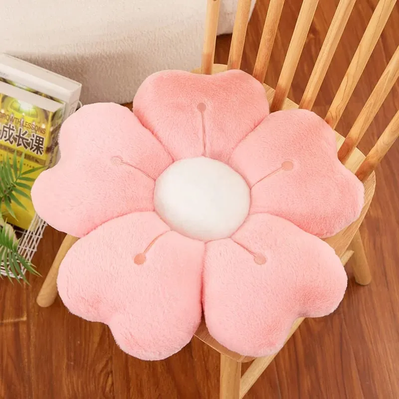 Almofada de pelúcia confortável em formato de flor de margarida - almofada decorativa fofa para cama e sofá tecido de poliéster macio