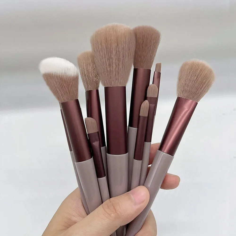 Conjunto de pincéis de maquiagem de beleza macia, 13 unidades, base, sombra, blush, ferramentas cosméticas com bolsa de armazenamento para mulheres