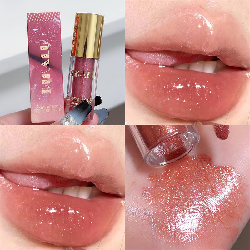 Pérola diamante brilho labial esmalte de longa duração hidratante brilho labial matiz óleo espelho de maquiagem água luz batons líquidos