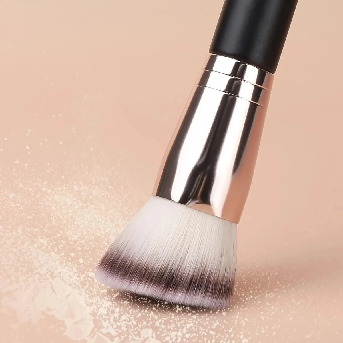Pincel de maquiagem de ponta dupla, pincel de base plana para contorno em ângulo, para base de creme BB, mistura perfeita, contorno oculto