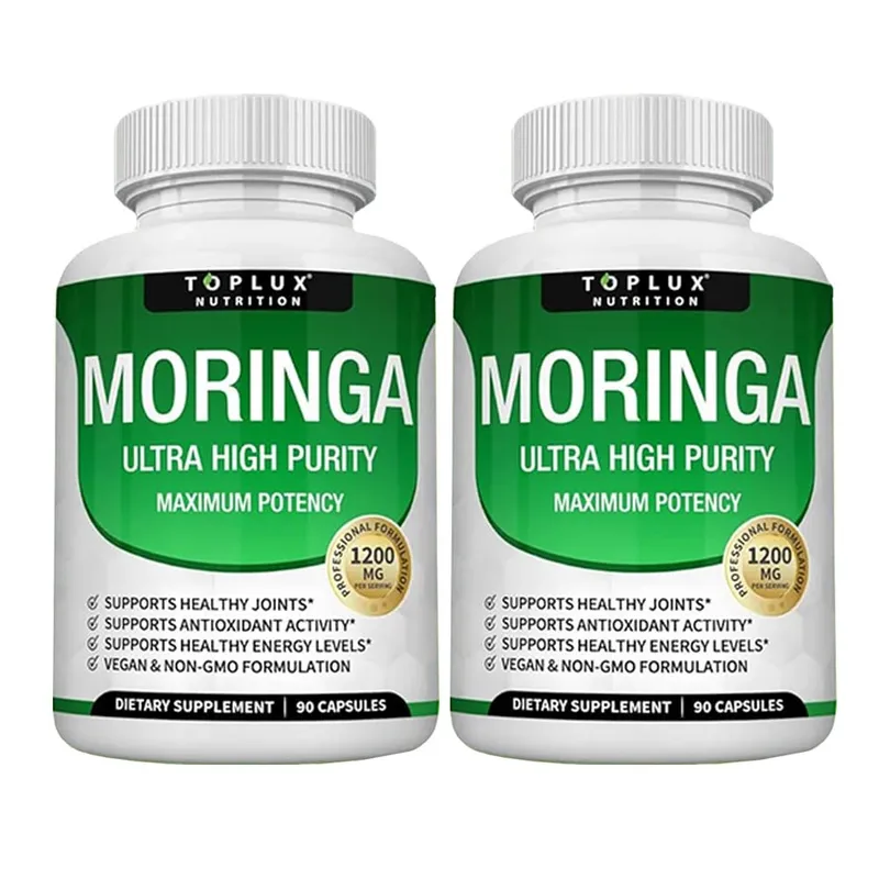 Moringa Capsules 1200mg - Pure Moringa Powder Oleifera Leaf Superfood Rich in Antioxidant Skin Health & Immune Support Vegan