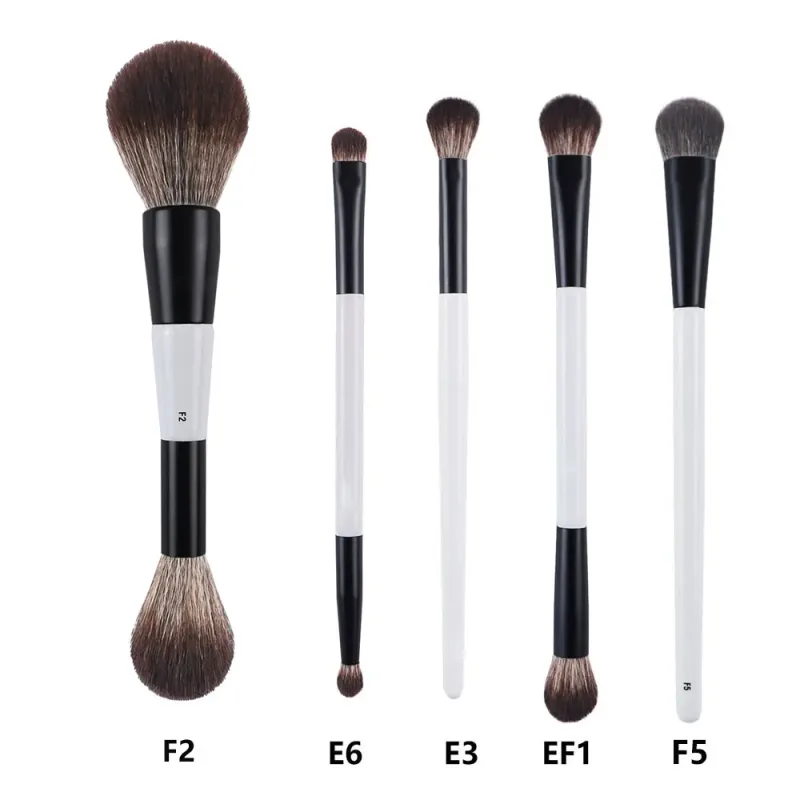 2 pçs/set Branco Dupla extremidade Angular Pincéis de Maquiagem Fundação Blush Contorno Maquiagem Pincel Punho De Madeira Ferramenta Cosmética Mari F4