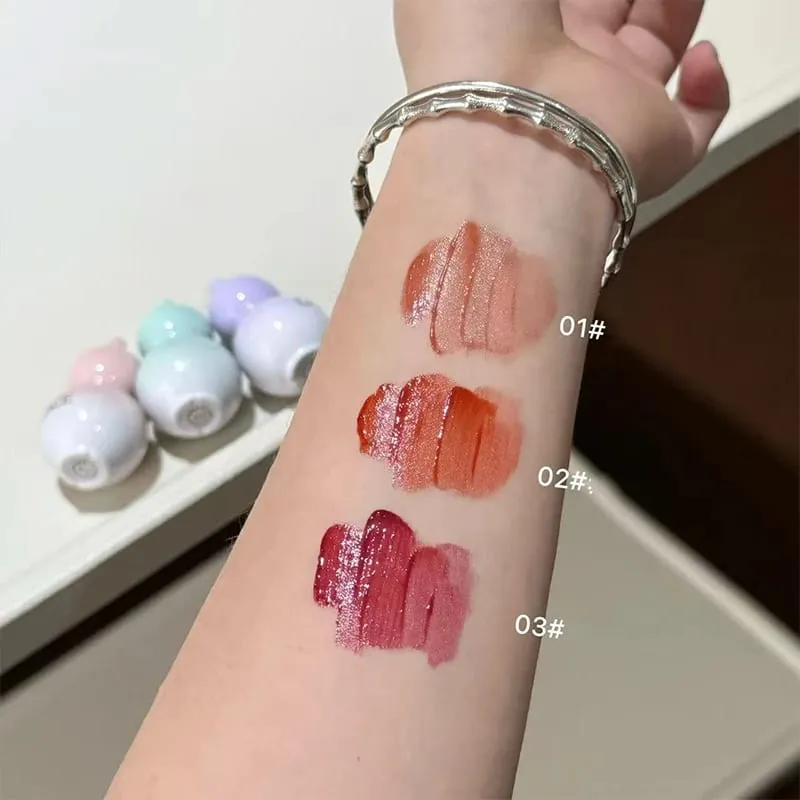 Mini Gourd Watery Mirror Lip Glaze Sets 3 Colors Lasting Moisturizing Water Glass Lipgloss Tint Hydrating Lip Stain Kits