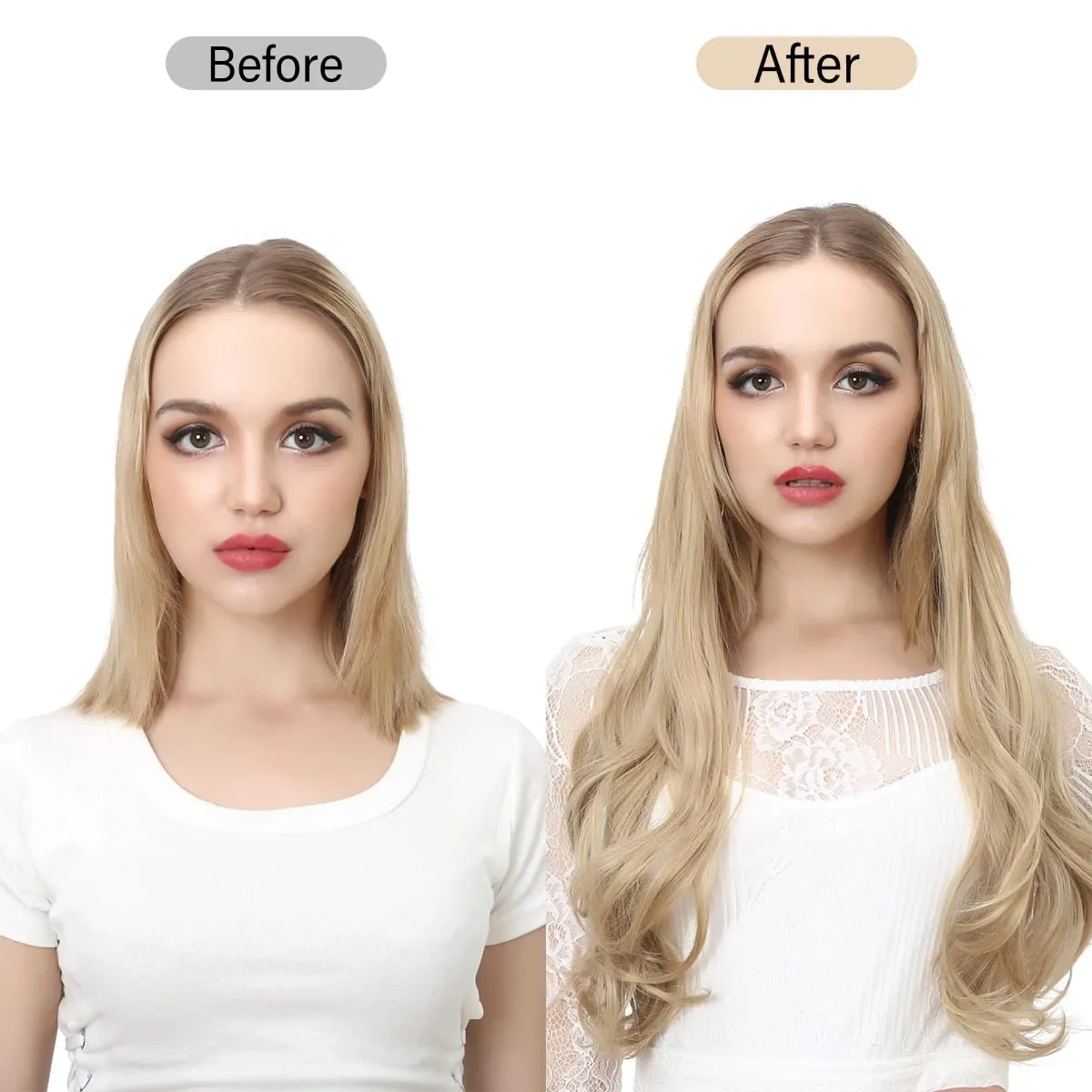 Nice Premium Synthetic Invisible Wire With Clip In Hair Extensions Daily Use Hairpieces Long Brown Natural Wavy Fake Hair piece