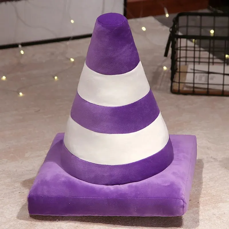 Simulação cone de tráfego travesseiro de pelúcia criativo roadblock brinquedo de pelúcia construção cone sinal almofada boneca crianças meninos estrada jogo presente