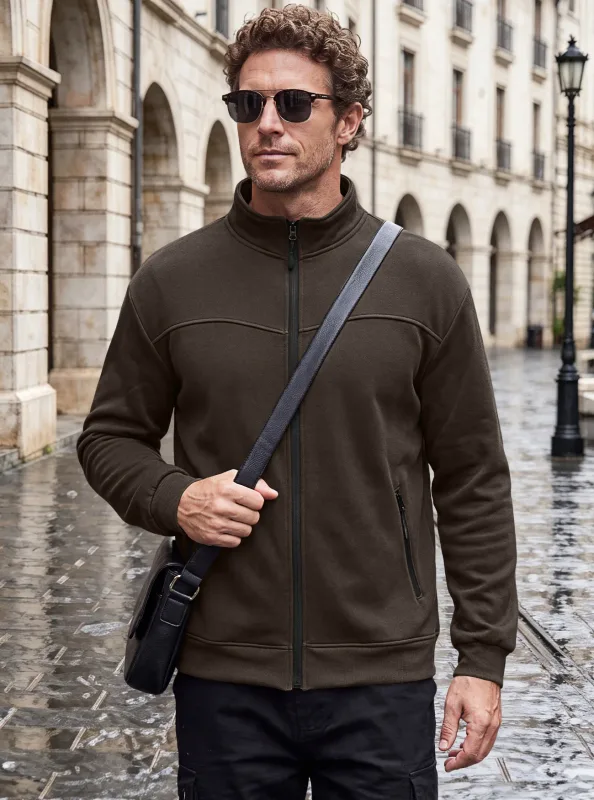 Four Seasons men's full-zip soft-shell jacket with stand-up collar, side pockets, long sleeves and relaxed casual style