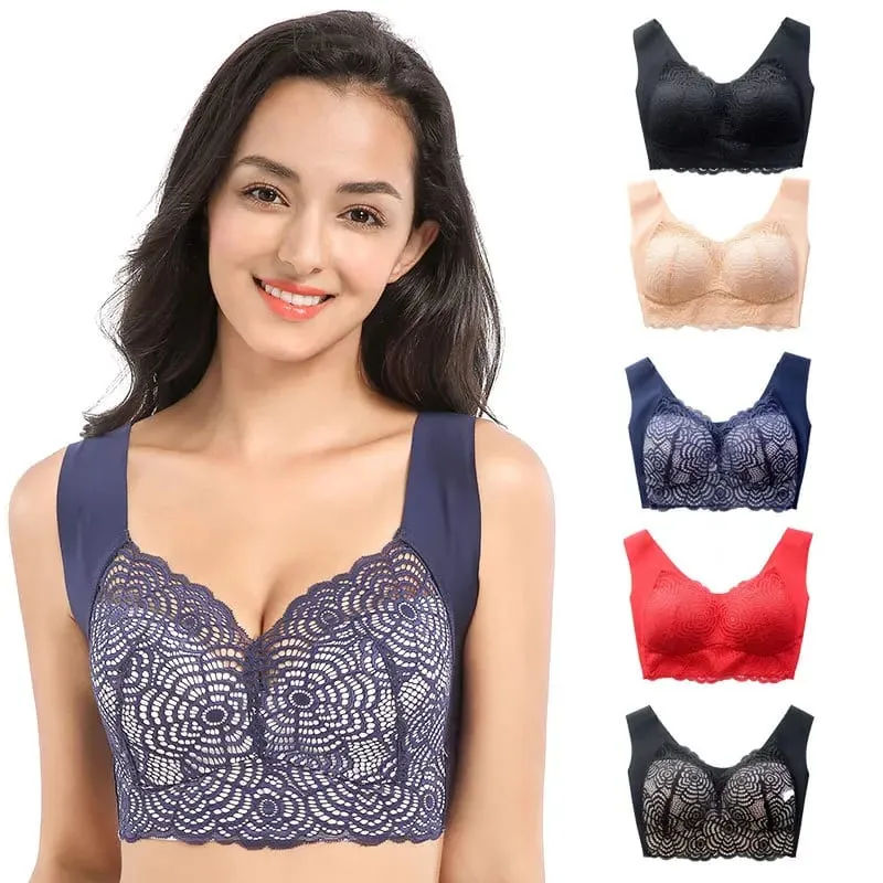 Sexy plus size roupa interior sem costura sutiãs de renda superior sem fio fino copo sutiã sono colete lingerie c d cup