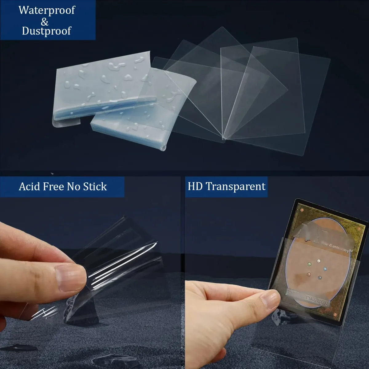 200PCS Transparent Standard Size Inner Card Sleeves Perfect for Double-sleeving 64X89MM TCG Card Sleeves Card Protector for MTG