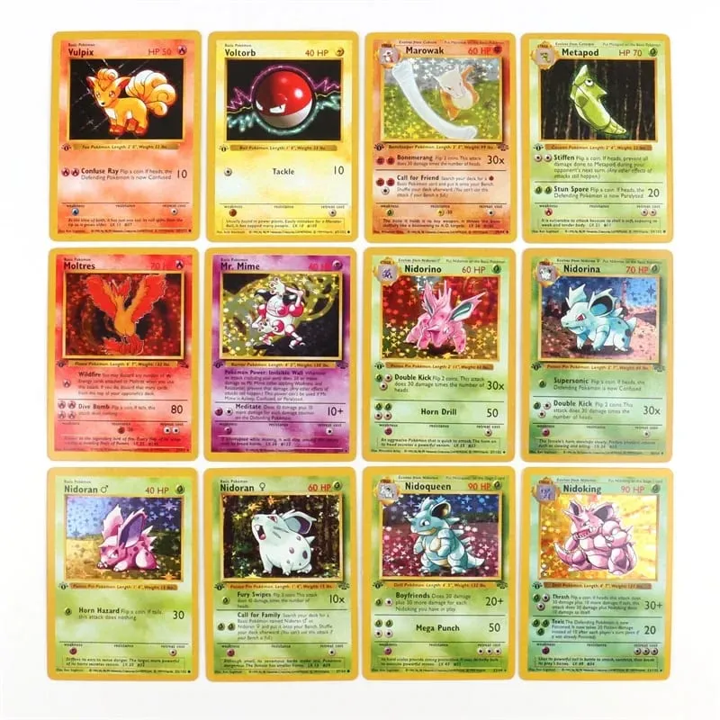 151件/盒 1996年第一代神奇寶貝卡片噴火龍皮卡丘超夢水龜收藏卡片玩具英文版