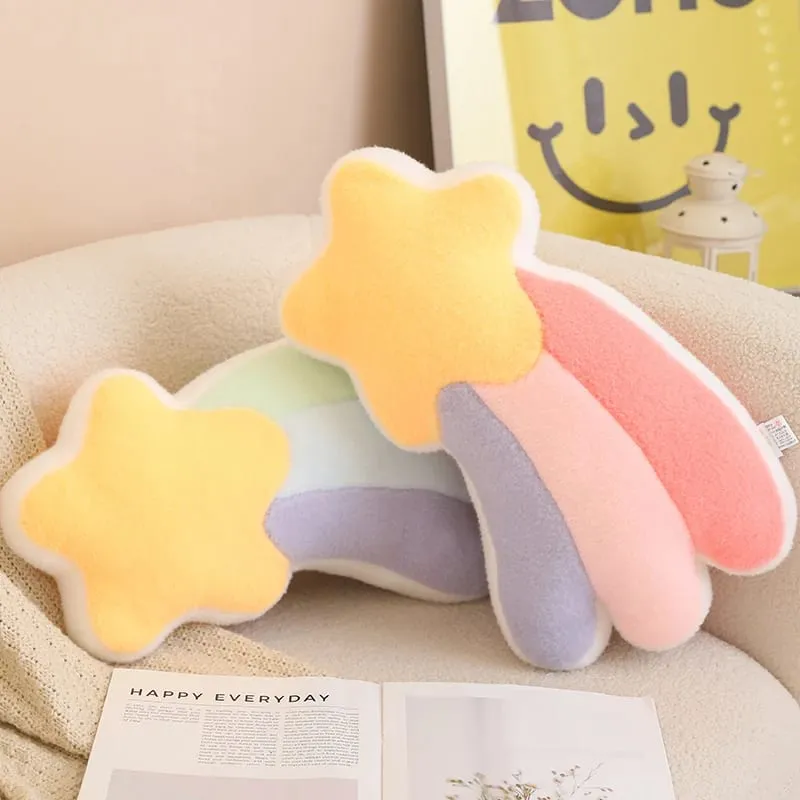 Candy Color Rainbow Cloud Star Moon Plush Pillow Stuffed Soft Flower Toy Throw Pillow Cushion Home Sofa Decor Gift for Friend
