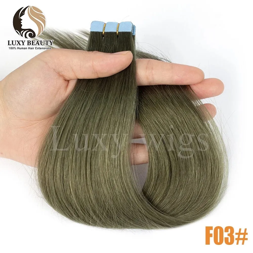 Colored Pink Mini Tape in Human Hair Extensions Invisible Seamless Tape in Hair 10pcs Pink Red Green Purple Blue Mini Tape Hair