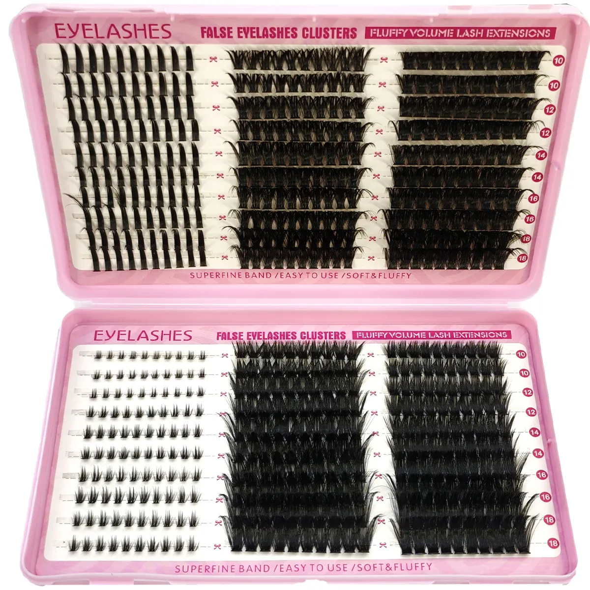 600 pçs cluster de cílios postiços diy disco de mistura estendido gordo agrupado única peça olho de gato picos de cílios postiços + fundo