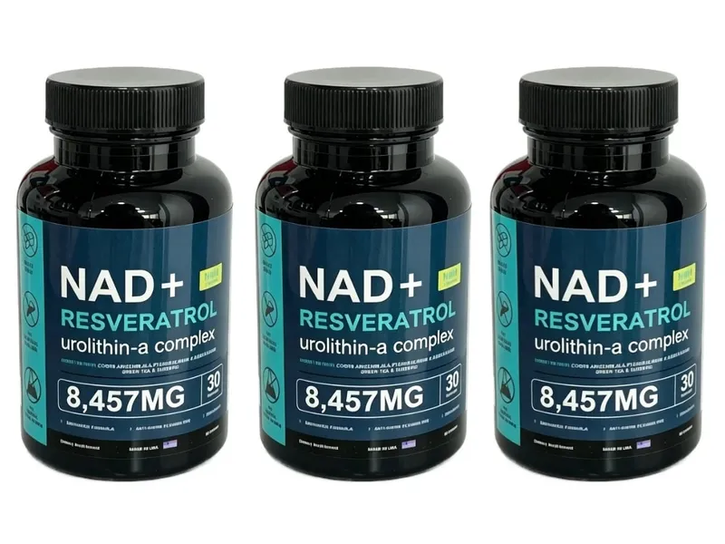 Suplemento lipossomal NAD+ Capsules para adultos apoia a saúde celular energética com urolitina A, resveratrol e chá verde 60 contagens