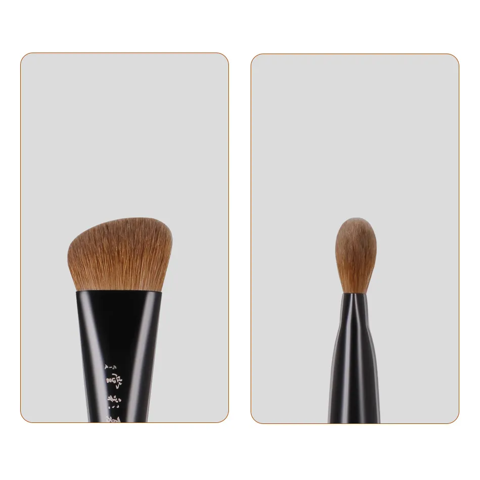 D2B-02 (S) Pincel de maquiagem artesanal profissional, pincel de base em ângulo plano, cabelo macio, doninha, cabo de laca crua, pincéis de maquiagem