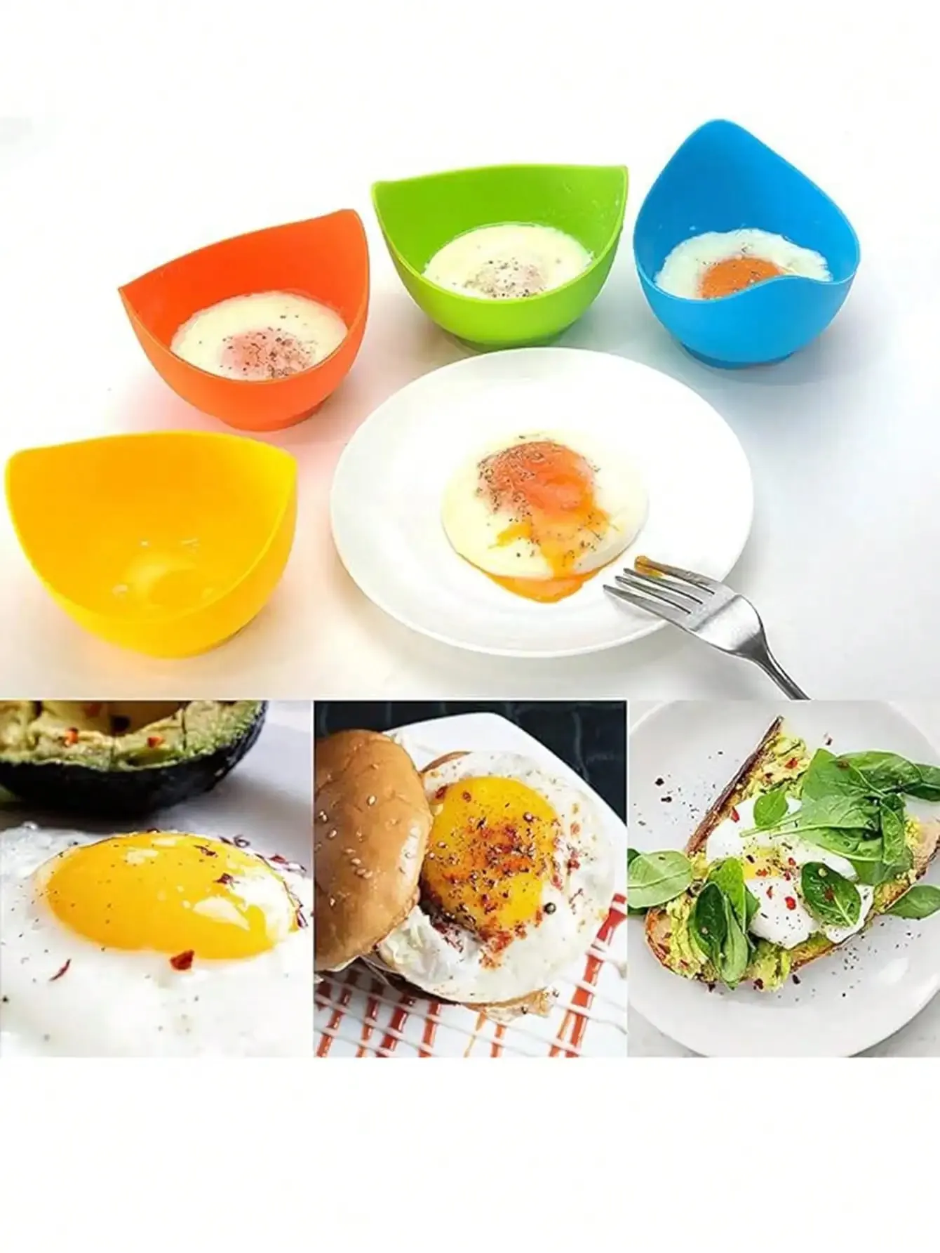4 pçs em cores aleatórias ovo caldeira molde copo de silicone ovo escalfado copos para microondas fritadeira de ar fogão ovo cozinhar