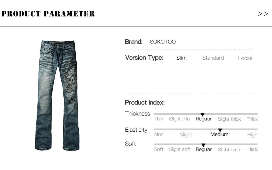 Calça jeans masculina com corte de bota slim, calça azul stretch, calça comprida com estampa de alta qualidade