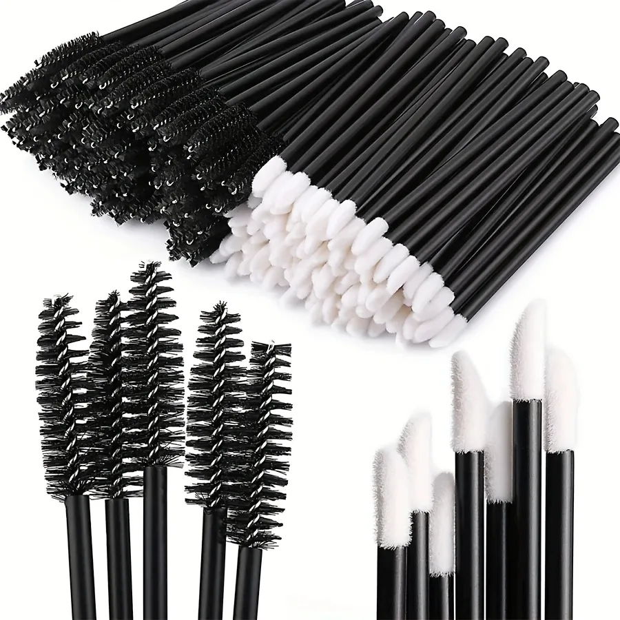 250PCS Disposable Makeup Brush Set - Eyebrow/Mascara/Eyeliner Brushes w/Storage Box Professional Cosmetic Tools for Salon