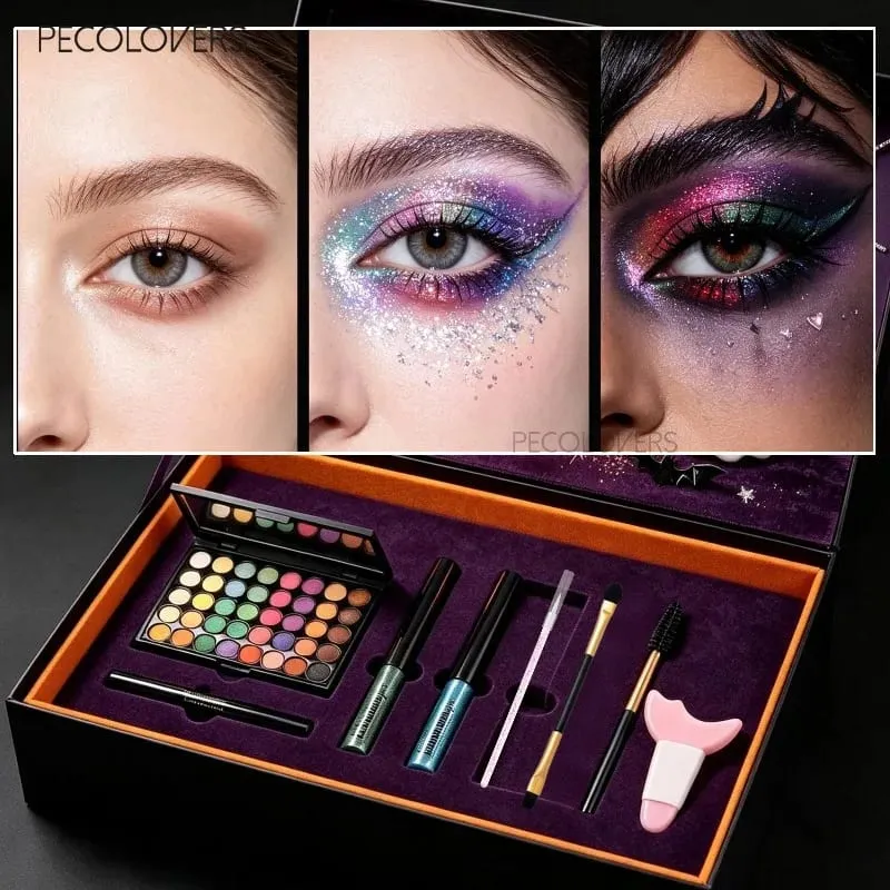 8PCS Face Set Multi-color Eye Shadow Plate+eye Black+eyeliner Pen+makeup Tools Waterproof and Durable Halloween Makeup — image 5