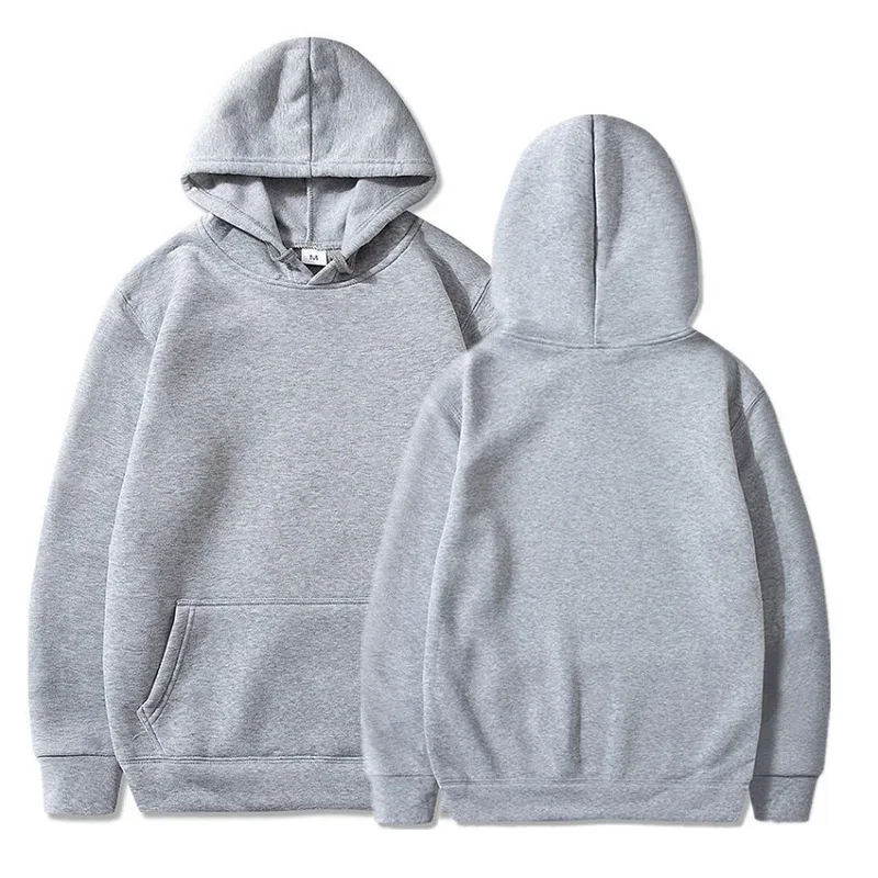 Novos homens sólidos cinza hoodies outono manga longa pulôver topos casual bolso hoodies unisex exterior solto esporte wear