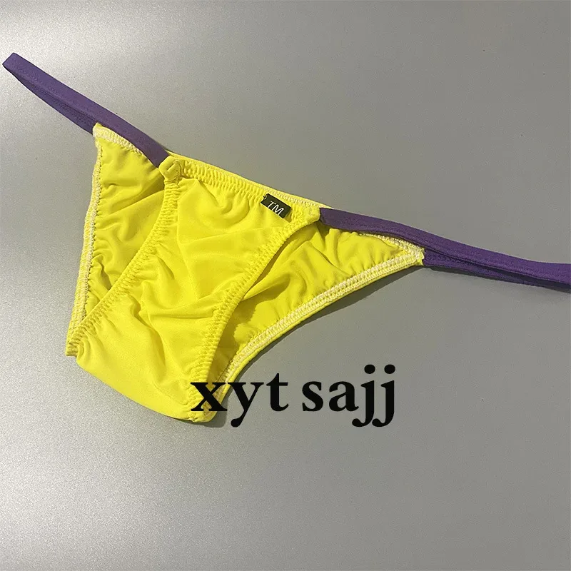 修身拼色細肩帶男三角內褲低腰透氣柔軟布料日常男內褲