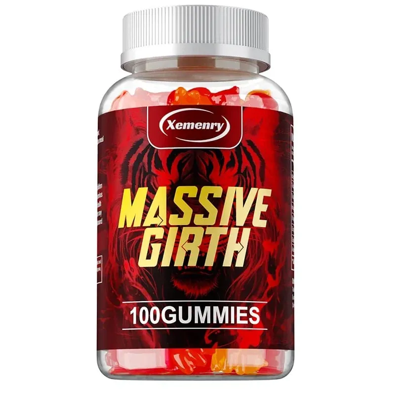 Gomas de circunferência maciça para homens - intensificador de vitalidade masculina, aumenta o tamanho e a resistência, aumenta a força e a confiança vegana