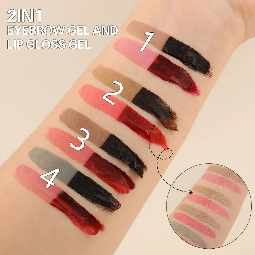 Batom 2 em 1, creme para sobrancelha, duas cabeças, sexy, brilho labial, contorno suave, à prova d'água, longa duração, maquiagem labial