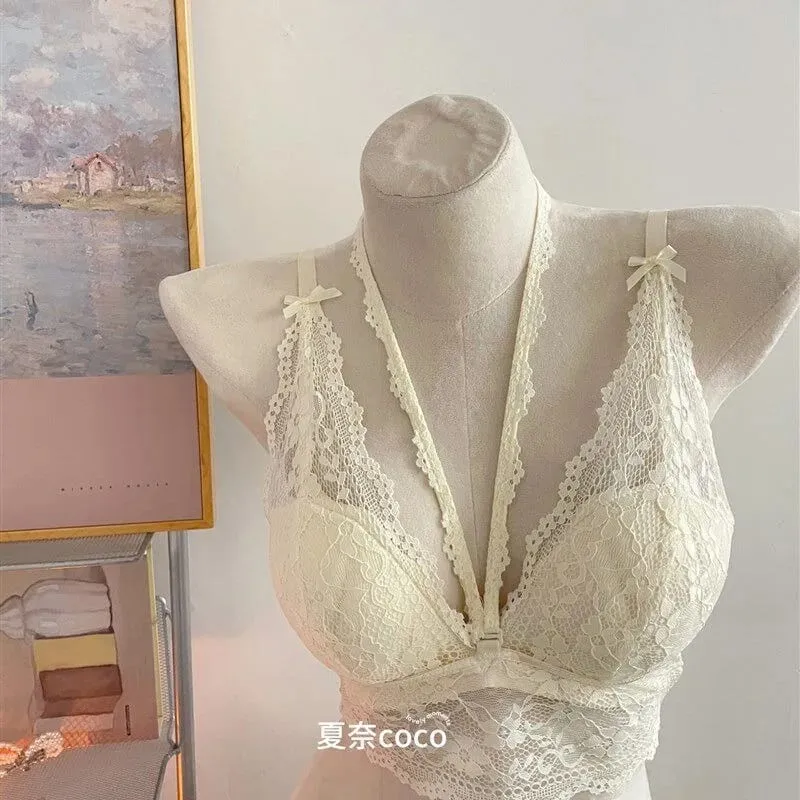 Renda francesa alça larga grosso superior camada de renda interna sem sutiã conjunto petite feminino pequeno busto conforto lingerie conjunto 32-38 s-xl