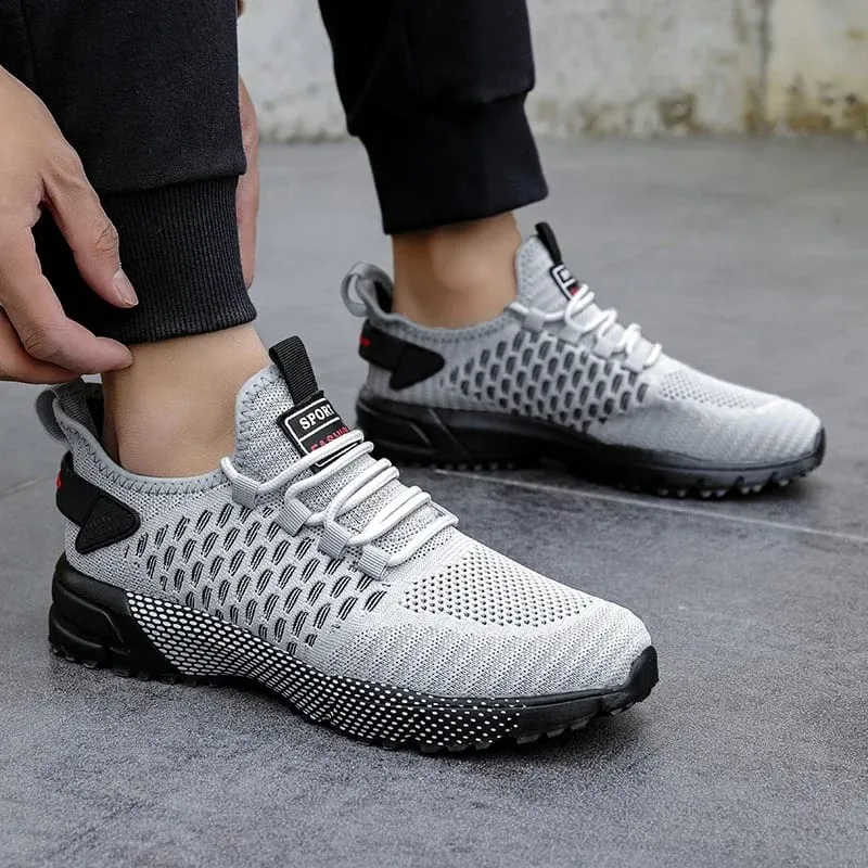 Men's Mesh Shoes Unique Grid Trend Design Breathable Comfortable Running Shoes Summer New Track Field Basketball Sports Shoes